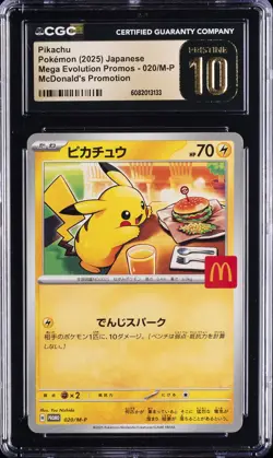 2025 POKEMON JPN MEGA EVOLUTION MCDONALDS PROMO #020/M-P PIKACHU CGC 10 PRISTINE - Image 1