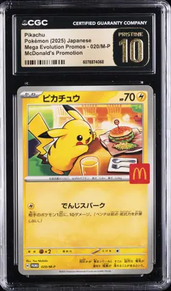 2025 POKEMON JPN MEGA EVOLUTION MCDONALDS PROMO #020/M-P PIKACHU CGC 10 PRISTINE - Image 1
