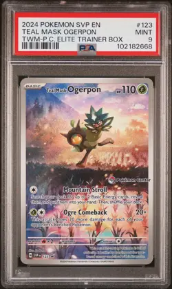2024 POKEMON TWM POKEMON CENTER ETB PROMO SVP #123 TEAL MASK OGERPON PSA 9 - Image 1