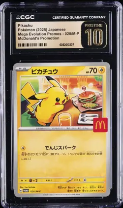 2025 POKEMON JPN MEGA EVOLUTION MCDONALDS PROMO #020/M-P PIKACHU CGC 10 PRISTINE - Image 1
