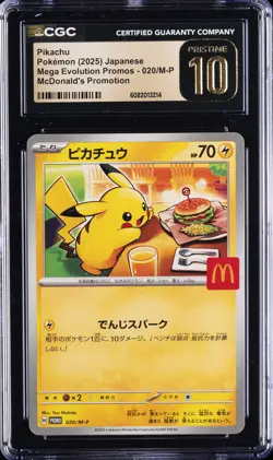 2025 POKEMON JPN MEGA EVOLUTION MCDONALDS PROMO #020/M-P PIKACHU CGC 10 PRISTINE - Image 1