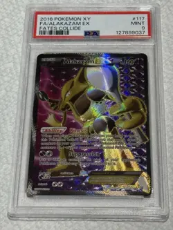 PSA 9 Mint 2016 Pokemon Alakazam EX #117 XY Fates Collide Full Art - Image 1