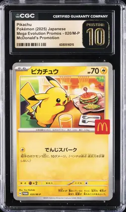 2025 POKEMON JPN MEGA EVOLUTION MCDONALDS PROMO #020/M-P PIKACHU CGC 10 PRISTINE - Image 1