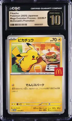 2025 POKEMON JPN MEGA EVOLUTION MCDONALDS PROMO #020/M-P PIKACHU CGC 10 PRISTINE - Image 1