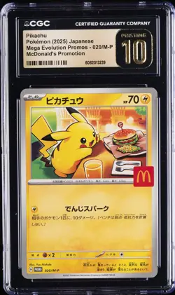 2025 POKEMON JPN MEGA EVOLUTION MCDONALDS PROMO #020/M-P PIKACHU CGC 10 PRISTINE - Image 1