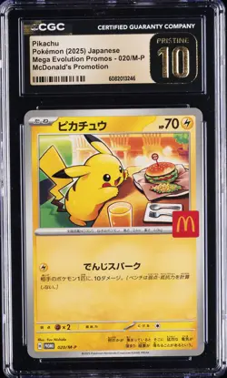 2025 POKEMON JPN MEGA EVOLUTION MCDONALDS PROMO #020/M-P PIKACHU CGC 10 PRISTINE - Image 1