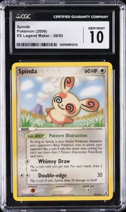 2006 POKEMON EX LEGEND MAKER #26 SPINDA CGC 10 GEM MINT - Image 1