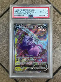 Galarian Slowking V 2021 Pokemon Chilling Reign Full Art FA #179 PSA 10 - Image 1