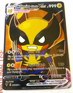 Wolverine Pikachu Cosplay Pokemon Custom Fan Made Art Card - Image 1