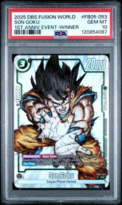 2025 DRAGON BALL SUPER CARD GAME FUSION WORLD 1ST ANNIV EVENT SON GOKU PSA 10 - Image 1