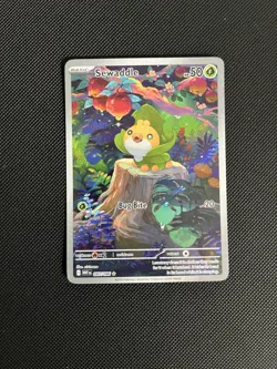 Pokemon TCG Sewaddle Card 87/86 SV White Flare Holo Illustration Rare - Image 1