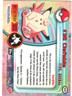 Clefable #36 Topps 1999 Series 1 Black Logo Label 2nd Print Pokemon Card - Image 2