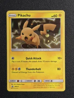 Pikachu SM227 Black Star Promo Holo Pokemon Card LP 2019 Pikachu LP - Image 1