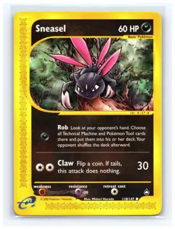💥 Sneasel # 110/147 - AQUAPOLIS - Pokemon 2002 Vintage Card - Non Holo Foil - Image 1