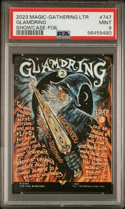 2023 MTG TALES OF MIDDLE-EARTH SHOWCASE-FOIL #747 GLAMDRING PSA 9 - Image 1