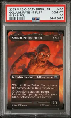 2023 MTG TALES OF MIDDLE-EARTH SCENE-FOIL #450 GOLLUM, PATIENT PLOTTER PSA 10 - Image 1