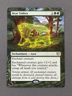 Bear Umbra 121 MTG Wilds of Eldraine Commander Hand Painted Extended Altered Art - Image 1