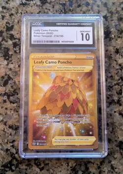 Leafy Camo Pancho Secret RARE Pokemon Card CGC 10 GM 214/195 Silver Tempest 2022 - Image 1