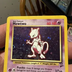 1999 Pokemon TCG Mewtwo Base Set 2 Holo Unlimited Rare Card 10/102 Vintage - Image 3