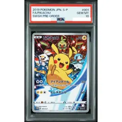 PSA 10 Pikachu 001/S-P SWSH Pre Order Promo Pokemon Card Japanese 2019 Gem Mint - Image 1