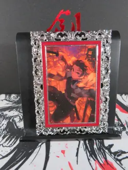 Tanjiro Kamado Diamond Card Demon Slayer Thick Metal Silver Infinity Castle - Image 2