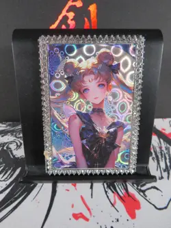 Usagi Sailor Moon Diamond Card Thick Metal Silver Holo Waifu Anime Collectible - Image 2