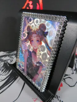 Usagi Sailor Moon Diamond Card Thick Metal Silver Holo Waifu Anime Collectible - Image 3