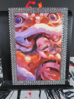 Nezuko Kamado Diamond Card Demon Slayer Thick Metal Silver Dragon New Year - Image 1