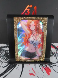 Nami One Piece Diamond Card Thick Metal Gold Holo Waifu Anime Collectible - Image 2