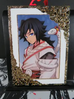 Giyu Tomioka Diamond Card Demon Slayer Thick Metal Gold ERROR BACK - Image 1