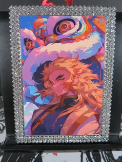 Kyojuro Rengoku Diamond Card Demon Slayer Thick Metal Silver Dragon New Year - Image 1