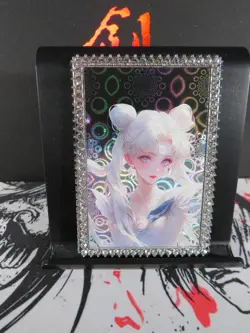 Usagi Sailor Moon Diamond Card Thick Metal Silver Holo Waifu Anime Collectible - Image 2