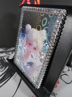 Usagi Sailor Moon Diamond Card Thick Metal Silver Holo Waifu Anime Collectible - Image 3
