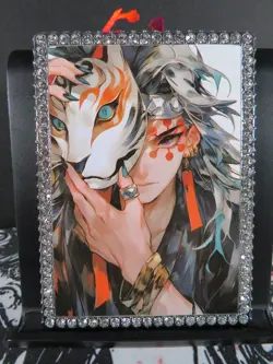 Tengen Uzui Diamond Card Demon Slayer Thick Metal Silver Mask - Image 1