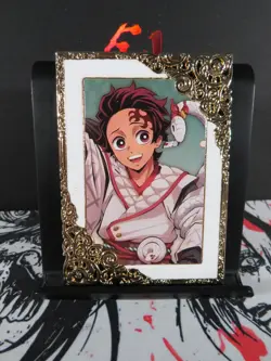 Tanjiro Kamado Diamond Card Demon Slayer Thick Metal Gold ERROR BACK - Image 2
