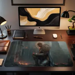 MTG Playmat - Kneeling Paladin in Ruins | Glowing Halo Holy Knight - Image 2