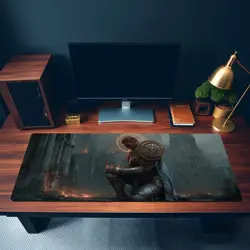 MTG Playmat - Kneeling Paladin in Ruins | Glowing Halo Holy Knight - Image 3