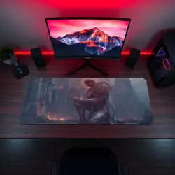 MTG Playmat - Kneeling Paladin in Ruins | Glowing Halo Holy Knight - Image 5