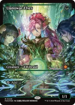 MTG English Llanowar Elves (Showcase) NM Foil Foundations - Image 1