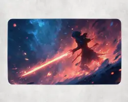 MTG Playmat - Spellblade Warrior with Fiery Blade | Epic Firestorm Art - Image 1