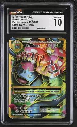 CGC 10 GEM MINT M Venusaur EX Evolutions 100/108 Ultra Rare Holo Pokemon Card - Image 1