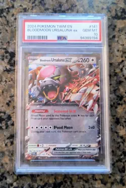 Bloodmoon Ursaluna EX Pokemon Card PSA 10 GM Twilight Masquerade #141/167 (2024) - Image 1