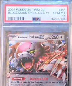 Bloodmoon Ursaluna EX Pokemon Card PSA 10 GM Twilight Masquerade #141/167 (2024) - Image 2