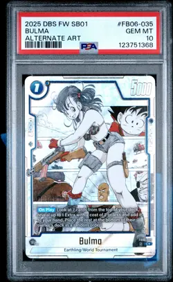2025 DRAGON BALL SUPER CARD GAME FUSION WORLD MANGA BOOSTER 01 BULMA PSA 10 - Image 1