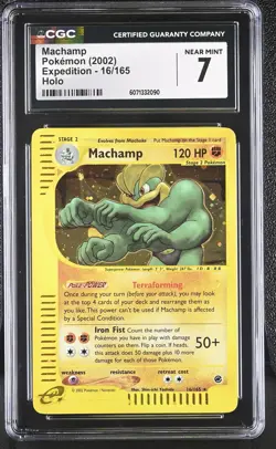 CGC 7 Machamp 2002 Expedition 16/165 Holo Pokemon Card - Image 1