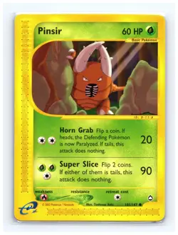 💥 Pinsir # 101/147 - AQUAPOLIS - Pokemon 2002 Vintage Card - Non Holo Foil - Image 1