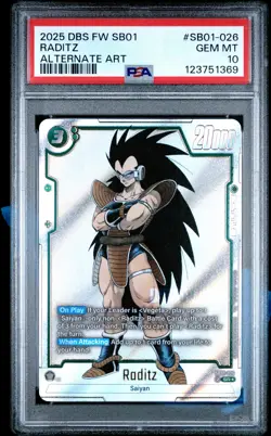 2025 DRAGON BALL SUPER CARD GAME FUSION WORLD MANGA BOOSTER 01 RADITZ PSA 10 - Image 1