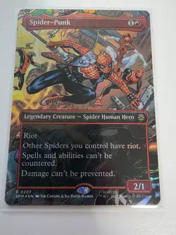 Foil Spider-Punk (0207) (Borderless) Magic MTG SPM NM Misprint **CRIMPED** - Image 1