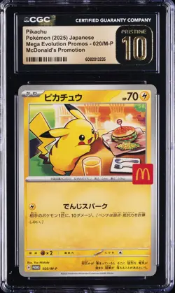 2025 POKEMON JPN MEGA EVOLUTION MCDONALDS PROMO #020/M-P PIKACHU CGC 10 PRISTINE - Image 1