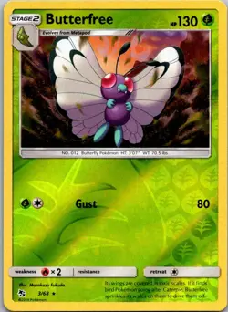 Pokemon Hidden Fates Butterfree Rare Reverse Holo 3/68 - Image 1